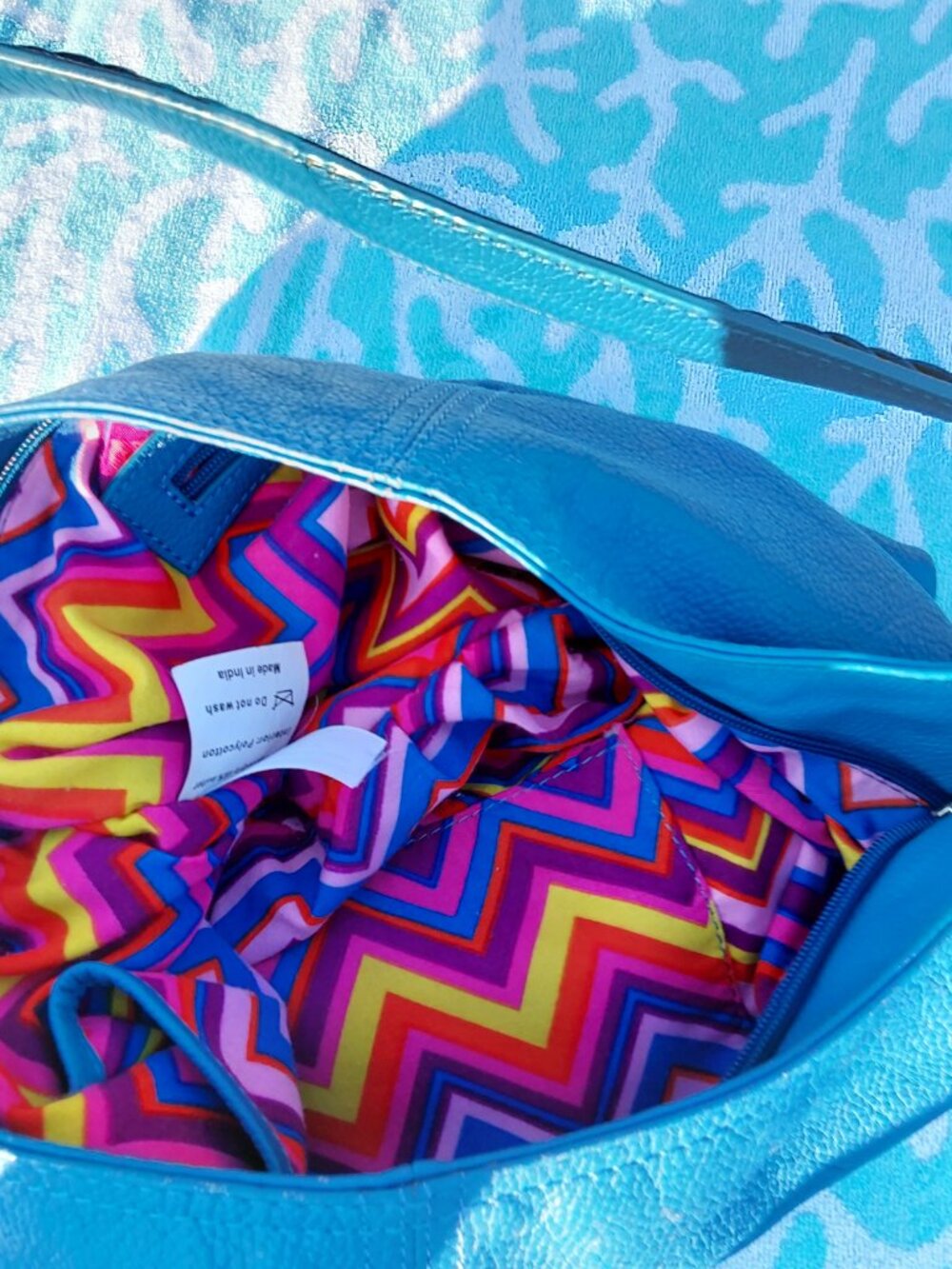2015 HADAKI BLUE LEATHER HOBO BAG - Picture 15 of 16